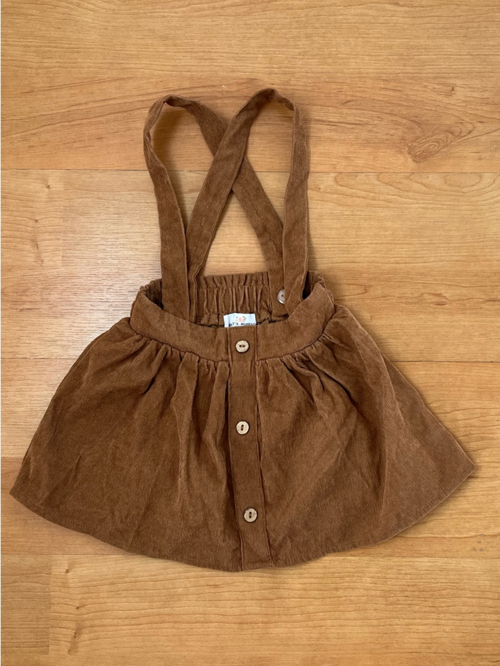 Baileys Blossoms Brown Corduroy Suspender Skirt Set with matching top 12-18m